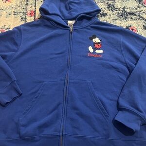 Vintage Disney Blue Zip-Up Hoodie with Mickey Mouse